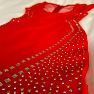 Red sexy mini dress “S”. Brand “bebe”.super cute and flattering curves with mesh